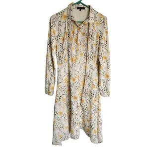 Mima Rosso, Size Small, Yellow & White Floral Midi Dress, A-Line, Flattering